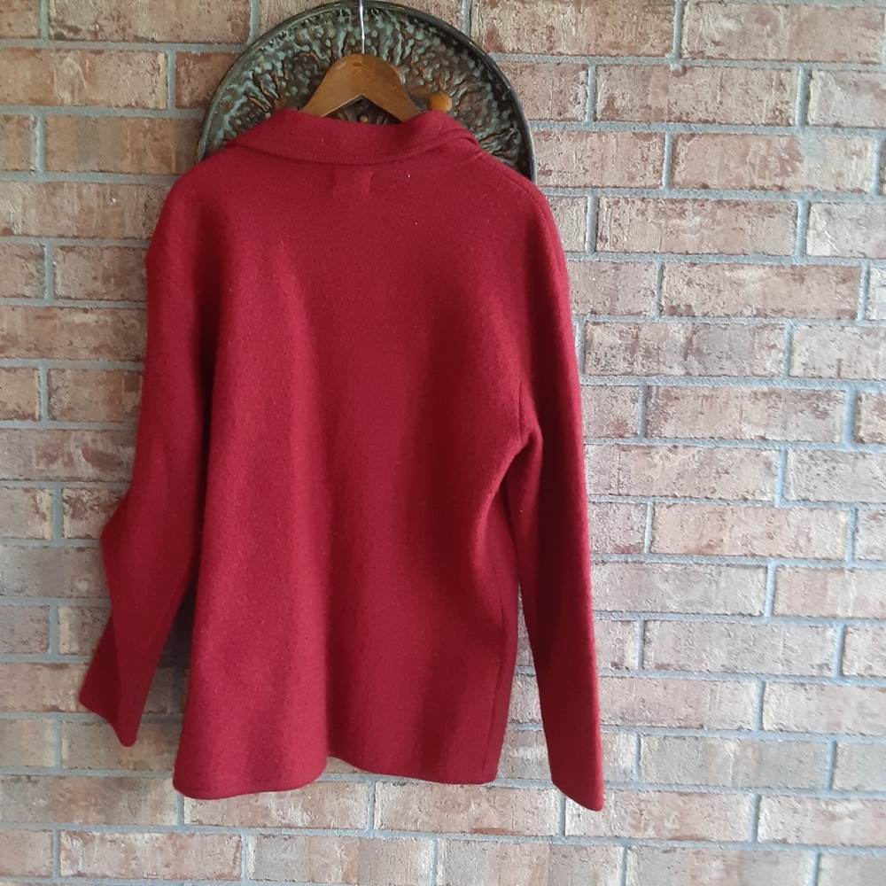 Ann Wi Red Wool Button Up Jacket - image 8